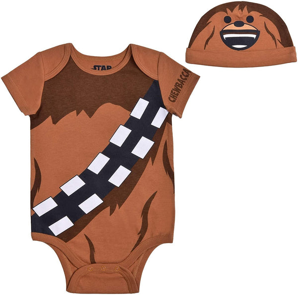 Star Wars Boys’ Roleplay Short Sleeve Bodysuit for Newborn and Infant – White or Brown or Black