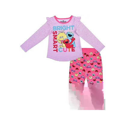 Sesame Street Jogger Set for Girls, Baby to Toddler Long Sleeve Tee and Jog Pants Set, Pink