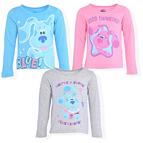 Blue’s Clues Blue and Magenta Girls’ Long Sleeve Shirt Pack for Infants and Toddlers – Pink/Blue/Grey