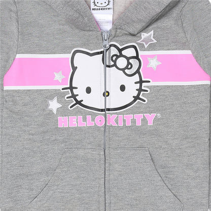 Hello Kitty Girls’ Zip Up Hoodie and Jogger Set for Infant, Toddler, Little and Big Kids – Grey