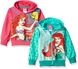 Disney The Little Mermaid Girls’ 2 Pack Hoodies for Toddler and Little Kids – Pink/Green