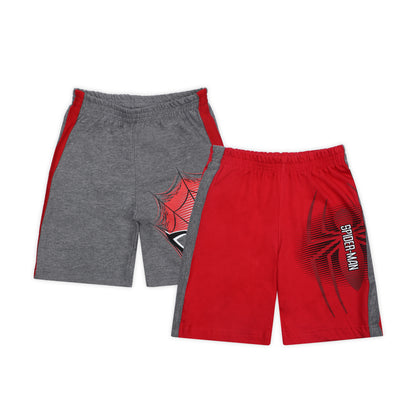 Marvel Spiderman Boys’ 2 Pack Shorts for Toddler and Little Kids – Red/Grey