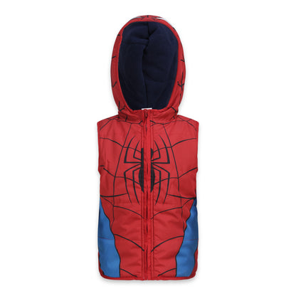 Marvel Spiderman Boys Hooded Vest, Long Sleeve T-Shirt and Jogger Pants Set for Toddler and Little Kids – Blue/Red/Navy