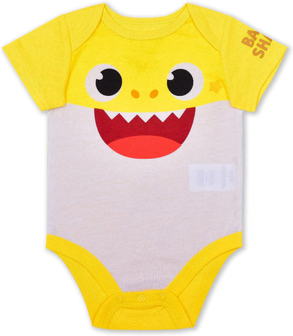 Nickelodeon Baby Shark Boys? Short Sleeve Bodysuit and Jogger Set for Newborn and Infant ? Blue/Yellow