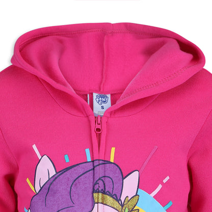 Hasbro My Little Pony Girls’ Zip Up Hoodie, Short Sleeve Tee and Legging Pants Set for Little and Big Kids – Pink/White/Blue