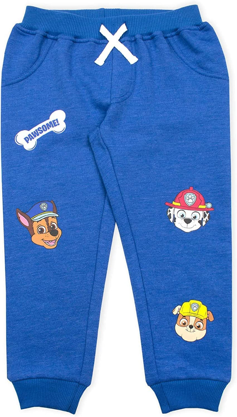 Nickelodeon Paw Patrol Chase, Marshall and Rubble Boys 2 Pack Jogger Pants for Toddler and Little Kids – Blue/Grey