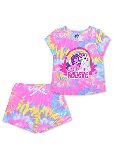 My Little Pony 2 Piece Tie Dye T-Shirt and Matching Short Set for Girls – Pink