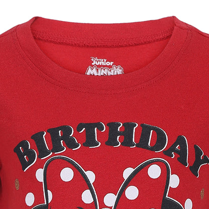 Disney Minnie Mouse and Mickey Mouse Girls’ Birthday Party T-Shirt for Toddler and Little Kids – Blue or Pink or Red