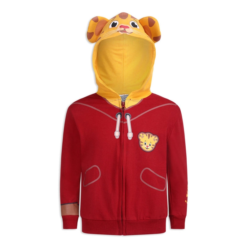 Fred Rogers Company Daniel Tiger Boys’ Zip Up Hooded Sweatshirt for Toddler – Red/Yellow