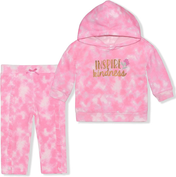 Nannette Girls? Hoodie and Legging Set for Newborn, Infant and Toddler ? Pink/Multicolor