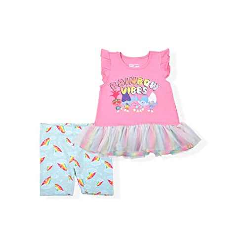 Trolls WT Girl's 2-Piece Rainbow Vibes Legging Set, Pink