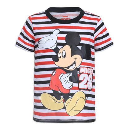 Disney Mickey Mouse Boys’ 3 Pack T-Shirts for Toddler – Red/White/Black