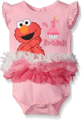 Sesame Street Elmo Girls’ 1st Birthday Bodysuit with Ruffles Newborn and Infant – Pink