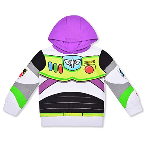 Disney Toy Story Boys’ Buzz Lightyear Pullover Hoodie for Toddler and Little Kids – White