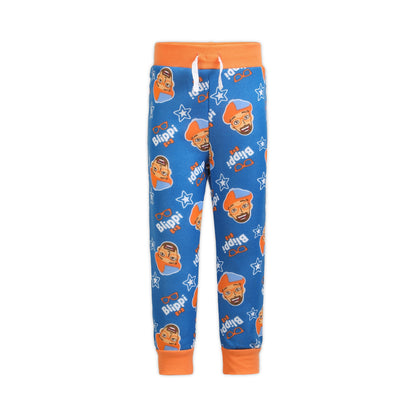 Blippi Boys’ Long Sleeve T-Shirt and Jogger Set for Toddler and Little Kids – Blue