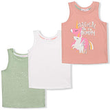 Magical Unicorns Girls’ 3 Pack Tank Tops for Toddler and Little Kids – Pink/White/Green