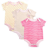 Tahari Baby Girls 3-Pack Creeper Bodysuits Pink Heart