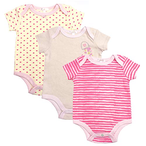 Tahari Baby Girls 3-Pack Creeper Bodysuits Pink Heart