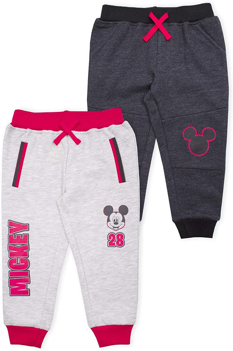 Disney Mickey Mouse Boys’ 2 Pack Jogger for Toddler and Little Kids – Red/Grey