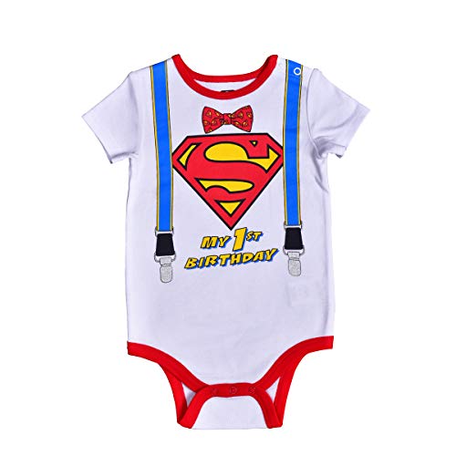 DC Comics Superman Boys Short Sleeve Bodysuit Creeper for Infant – White