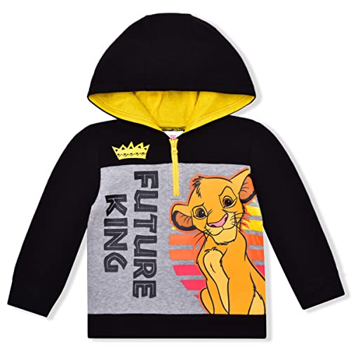 Disney Lion King Boys Half Zip Up Pullover Hoodie for Toddler and Little Kids – Black/Yellow