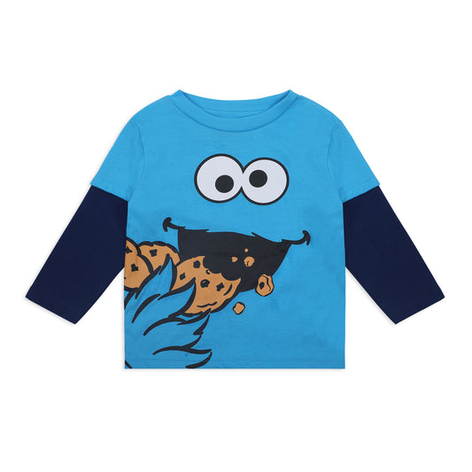 Sesame Street Elmo and Cookie Monster Boys T-Shirt for Infant and Toddlers – Blue or Red