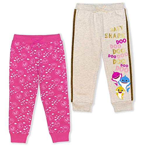 Nickelodeon Baby Shark Girl's 2 Pack Jogger Pant Set, Pink