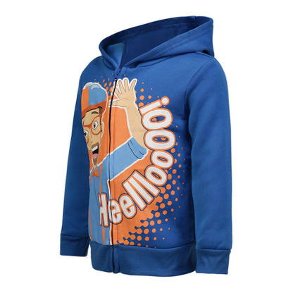 Blippi Boys Zip Up Hoodie for Toddler and Little Kids – Blue