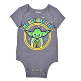 Star Wars Short Sleeve Creeper, Birthday Baby Milestone Romper, Yoda Bodysuit, Grey