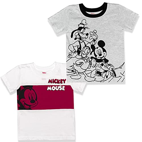 Disney Mickey Mouse Boys’ 2 Pack T-Shirt for Infant and Toddler – Blue/White/Gray