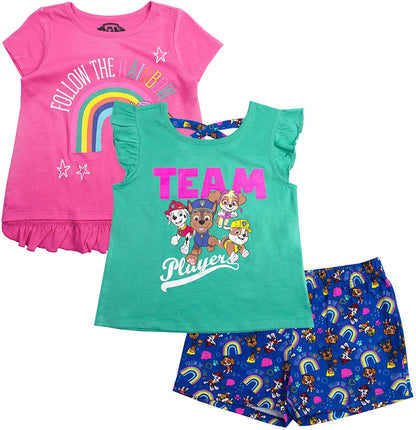 Paw Patrol Little Girls' 3-Piece Short Set Hot Pink