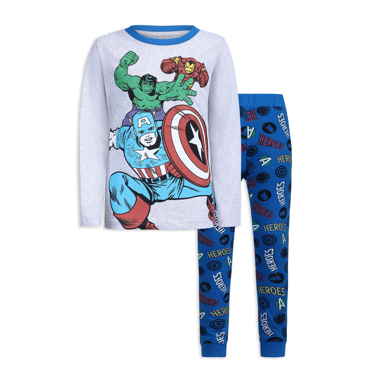 Marvel Avengers Boys Captain America, Ironman and Hulk Long Sleeve T-Shirt and Jogger Set for Toddler and Little Kids