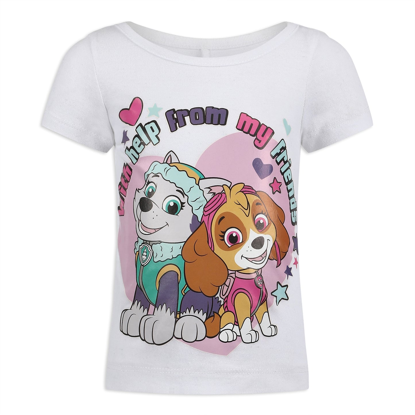 Nickelodeon Paw Patrol Girls’ Short Sleeve Shirt 3 Pack for Toddler and Little Kids – White/Grey/Pink