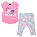 Nickelodeon Paw Patrol Skye and Chase Girls’ Short Sleeve Shirt and Legging Pants Set for Toddler – Pink/Grey