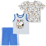 Peanuts Snoopy Boys’ 3 Piece T-Shirt, Tank Top and Short Pants Set for Infant- Yellow/Blue