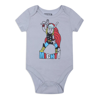 Marvel Avengers Boys’ 5 Pack Short Sleeve Bodysuits for Newborn and Infant – Blue/Red/Grey/White/Yellow/Green