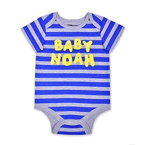 10 Threads “Baby Liam” Boys’ Short Sleeve Bodysuit for Newborn and Infant – Blue/Grey