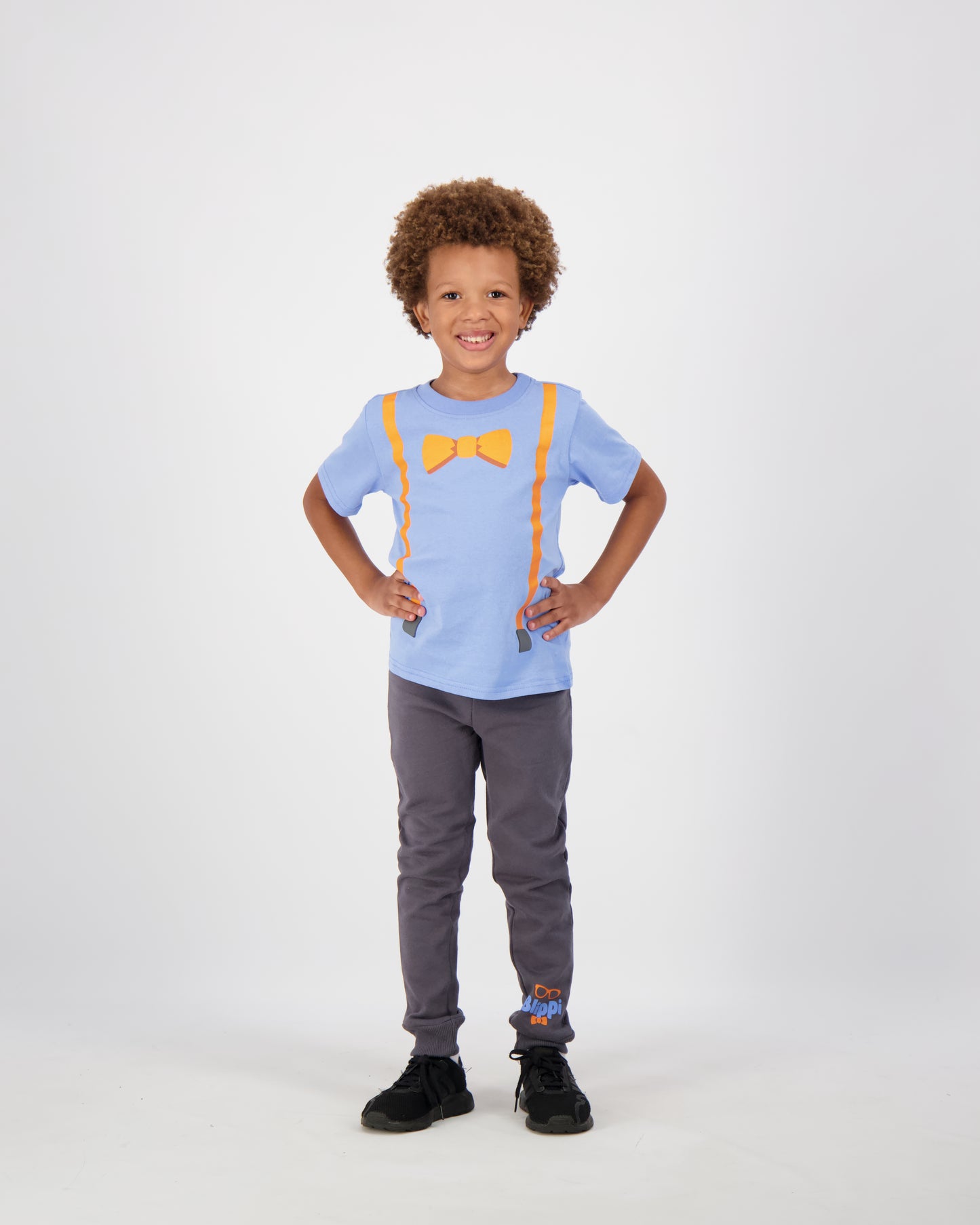 Blippi Boys Short Sleeve T-Shirt and Jogger Pants Set for Toddler and Little Kids – Blue/Grey