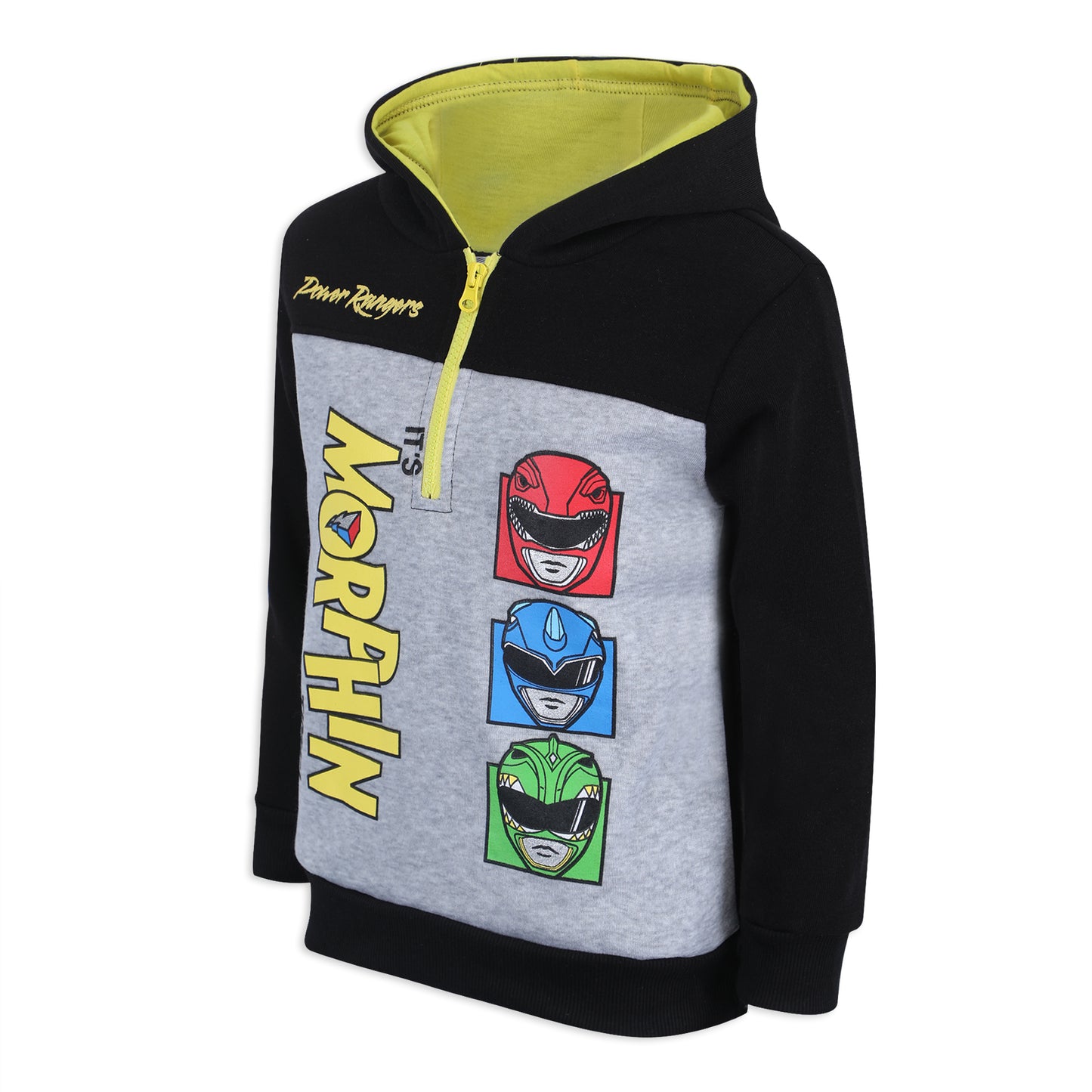 Power Rangers Boys’ Half Zip Up Hoodie for Little Kids - Black