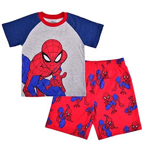 Marvel Avengers Boys’ T-Shirt and Short Set for Toddler and Little Kids – Blue/Grey or Red/Grey