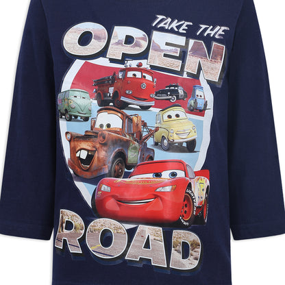 Disney Cars Lightning McQueen, Mate, Guido, Luigi, Filmore, Sally and Red Boy’s Long Sleeve T-Shirt for Toddler – Navy