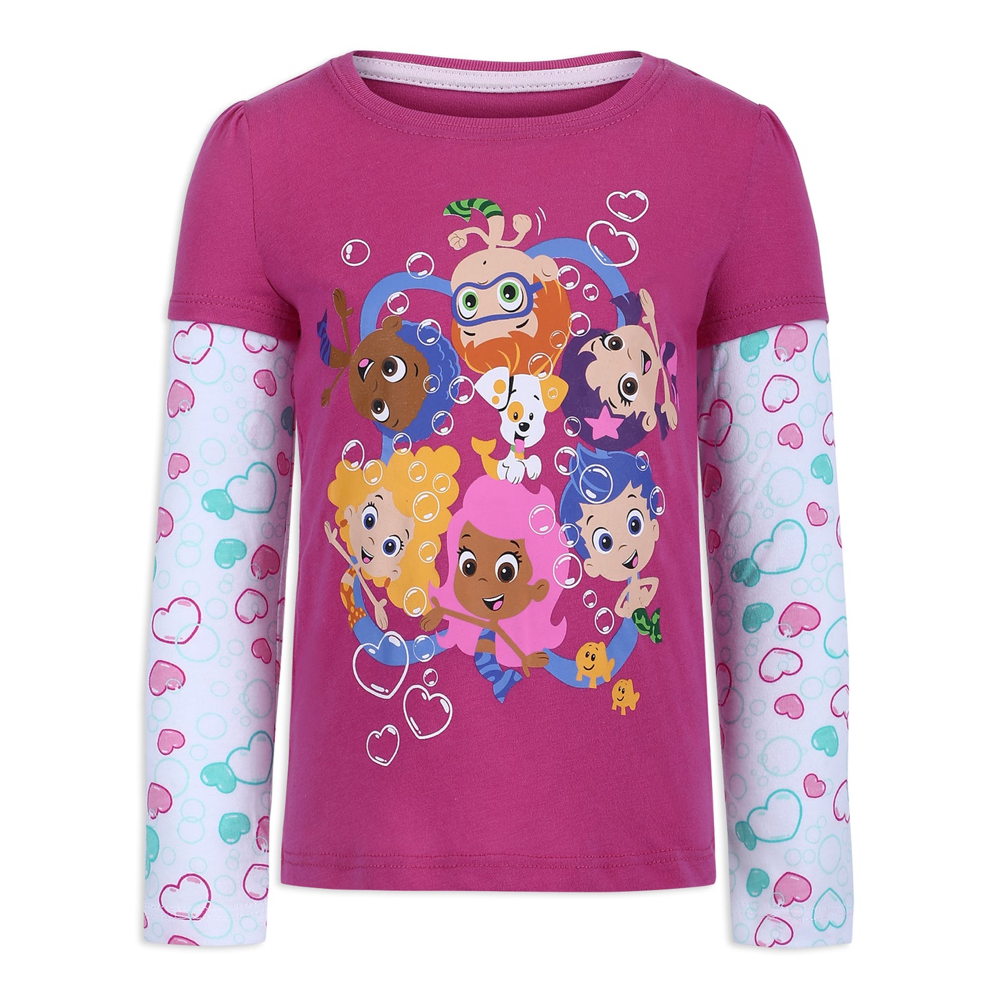 Nickelodeon Bubble Guppies Girls’ Long Sleeve Shirt for Toddler - Pink