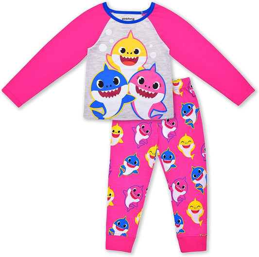 Nickelodeon Baby Shark Girls? Long Sleeve Shirt and Jogger Set for Infant, Toddler and Little Kids ? Pink/Grey