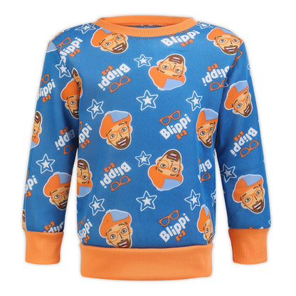Blippi Boys’ Long Sleeve T-Shirt and Jogger Set for Toddler and Little Kids – Blue