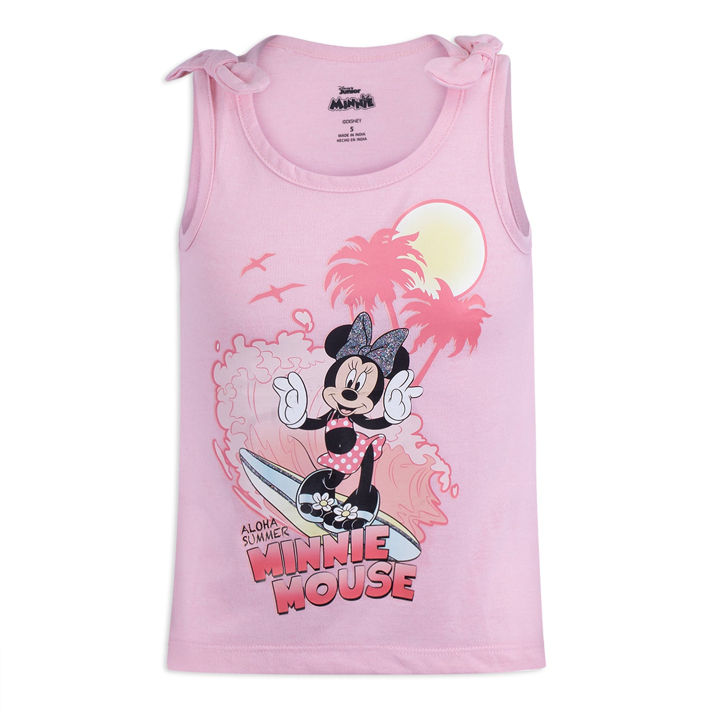 Disney Minnie Mouse Girls’ Short Sleeve Shirt, Tank Top, and Shorts Set for Toddler and Little Kids