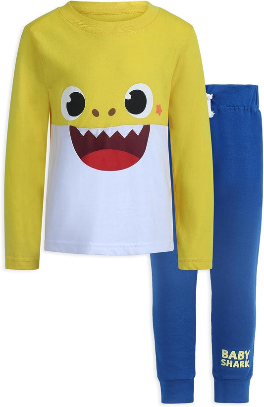 Nickelodeon Baby Shark Boys? Long Sleeve T-Shirt and Jogger Set for Infant, Toddler and Little Kids ? Blue/Yellow