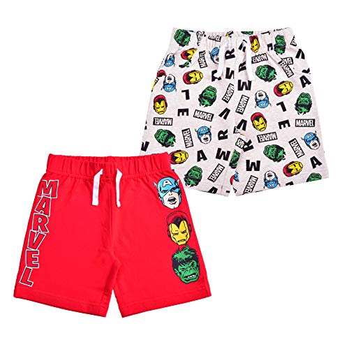 Marvel Avengers Ironman, Captain America and Hulk Boys 2 Pack Shorts with Drawstring Set for Toddler and Little Kids