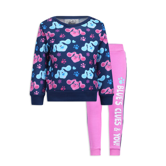 Nickelodeon Blue?s Clues & You Girls? Long Sleeve Shirt and Jogger Pant Set for Infant and Toddler ? Navy/Pink