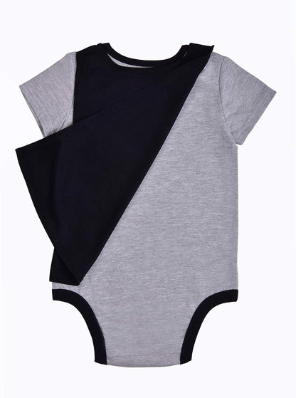 BATMAN Boys? Bodysuit With Cape and Hat Set for Newborn and Infant ? Grey/Black