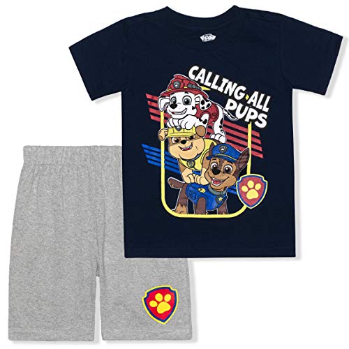 Nickelodeon Paw Patrol Boys’ 2 Piece T-Shirt and Short Set for Toddler and Little Kids - Black/Grey